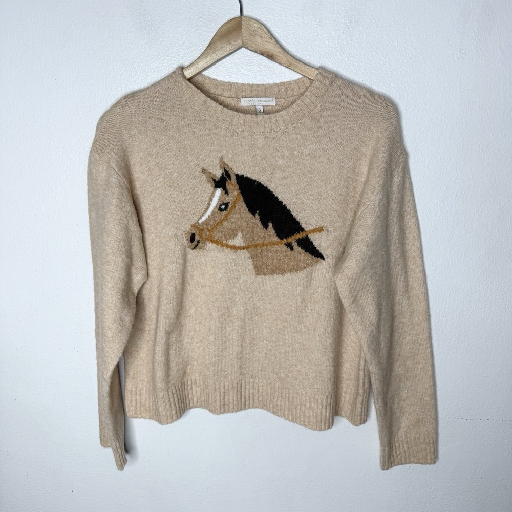 New Simply Southern Anastasia Brown Horse Western Sweater Women's Small